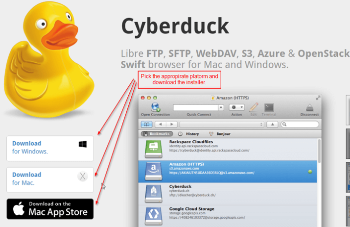 Cyberduck Free FTP Server Protocol Download for PC Mac